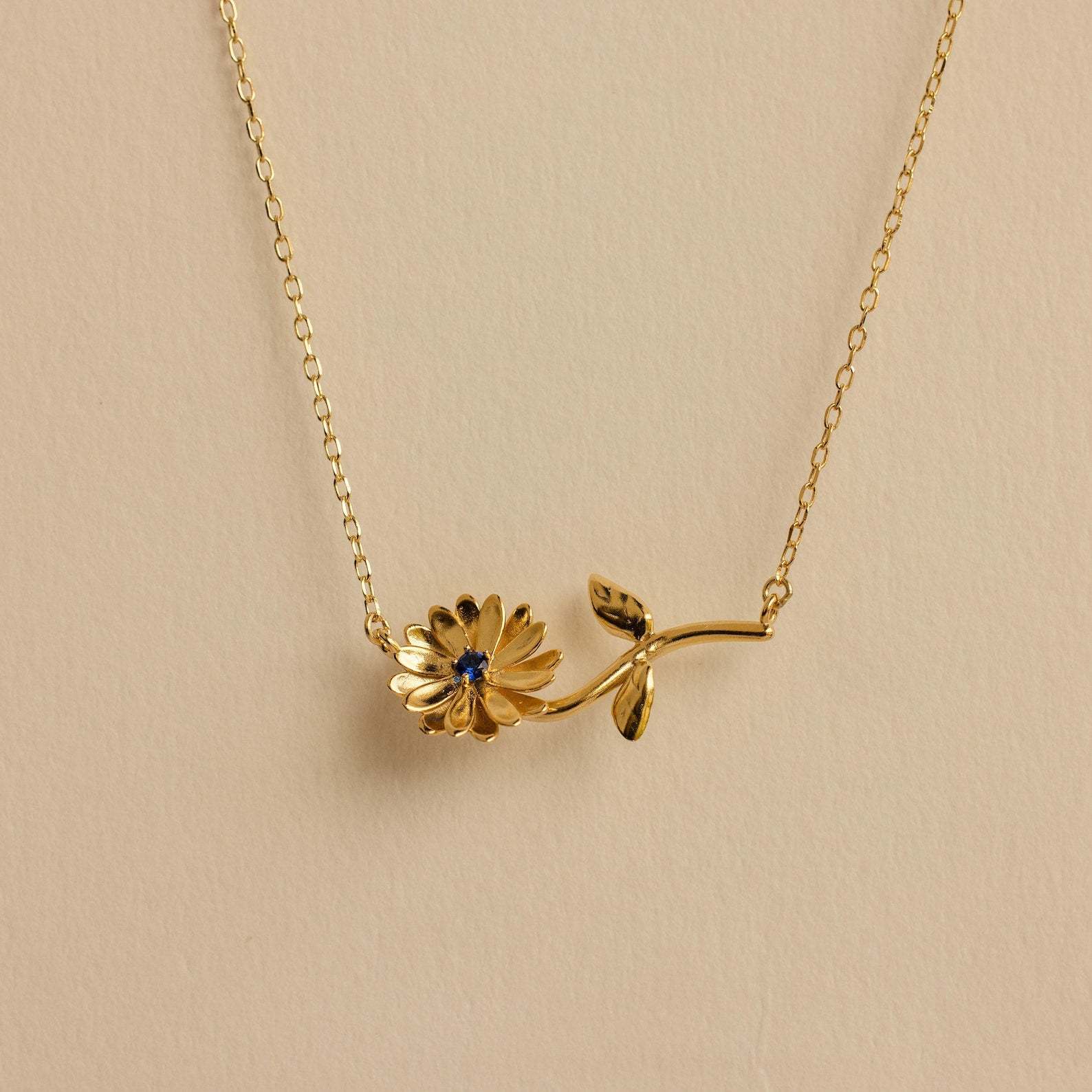 14K Gold Plated 3D Birth Flower Necklace